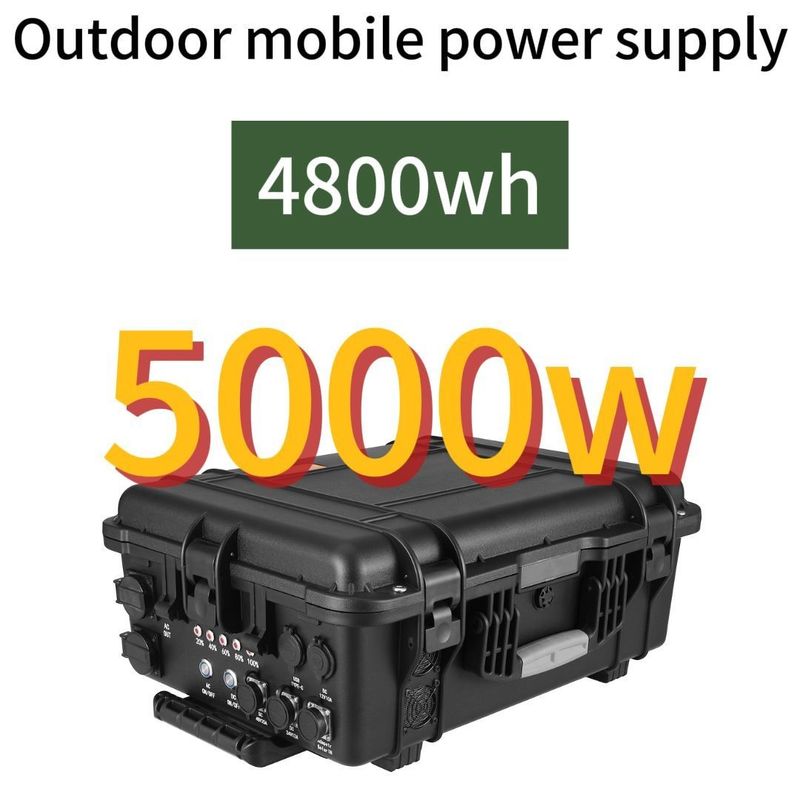 5000W/4800whlifepo4 โรงไฟฟ้าพลังแสงอาทิตย์และลมที่สามารถชาร์จใหม่ได้ในกลางแจ้ง สําหรับชาร์จรถ