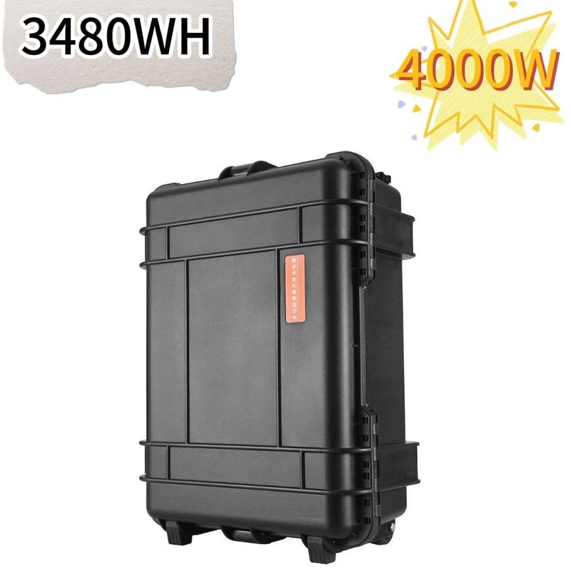 กล่องลากสีดํา เครื่องผลิตพลังงานแสงอาทิตย์ 4000W สถานที่พลังงานพกพาสําหรับการถ่ายภาพในกลางแจ้ง Drone
