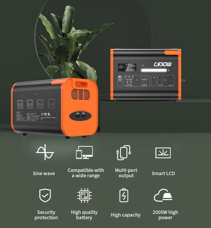 AT22 โรงไฟฟ้าพลังแสงอาทิตย์ 2200W 220V 110V LiFePO4 โรงไฟฟ้าพลังแสงอาทิตย์พกพา สีส้ม สีดํา