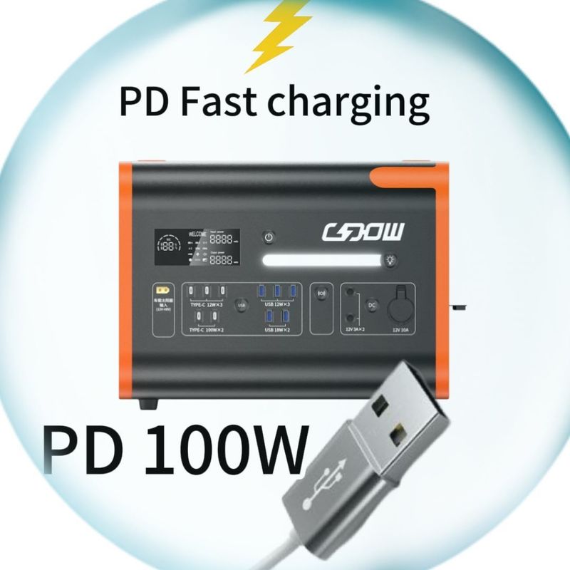 2200W/2000W/2400W สถานีไฟฟ้าพกพาที่มีจอ LCD สีส้ม สีดํา ปรับแต่ง