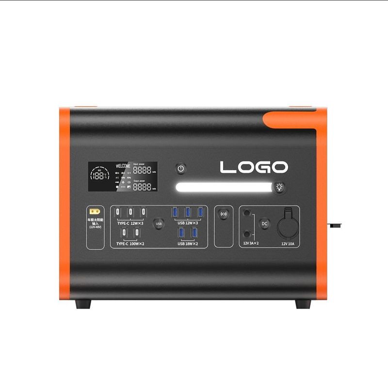 2400W แหล่งชาร์จพลังงานแสงอาทิตย์ พกพา แหล่งเก็บพลังงานแสงอาทิตย์ แบตเตอรี่ โรงไฟฟ้า ส้ม สีดํา