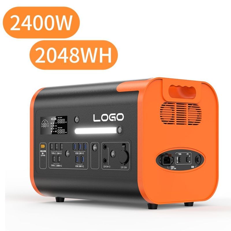 2400W/2048wh/LiFePO4 เครื่องผลิตพลังแสงอาทิตย์พกพาสําหรับหน้าที่ป้องกันความอ้วนภายนอก